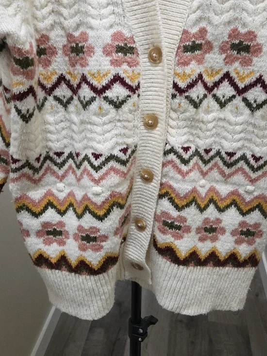 Dex Cream Cardigan with Pattern - Picture 9 of 10